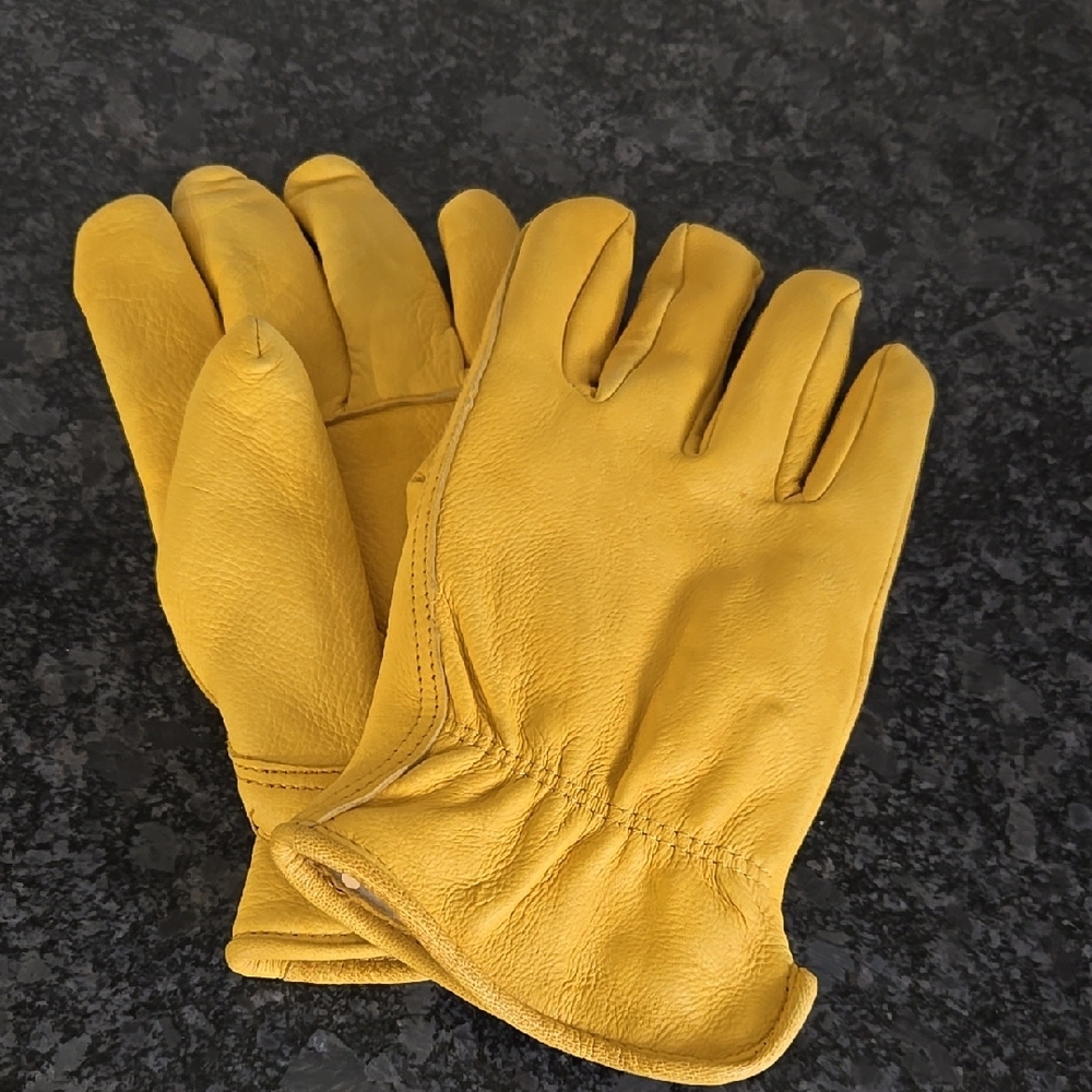 Thinsulate Unisex Fleece Lined Golden Tan Leather Work Gloves - Medium